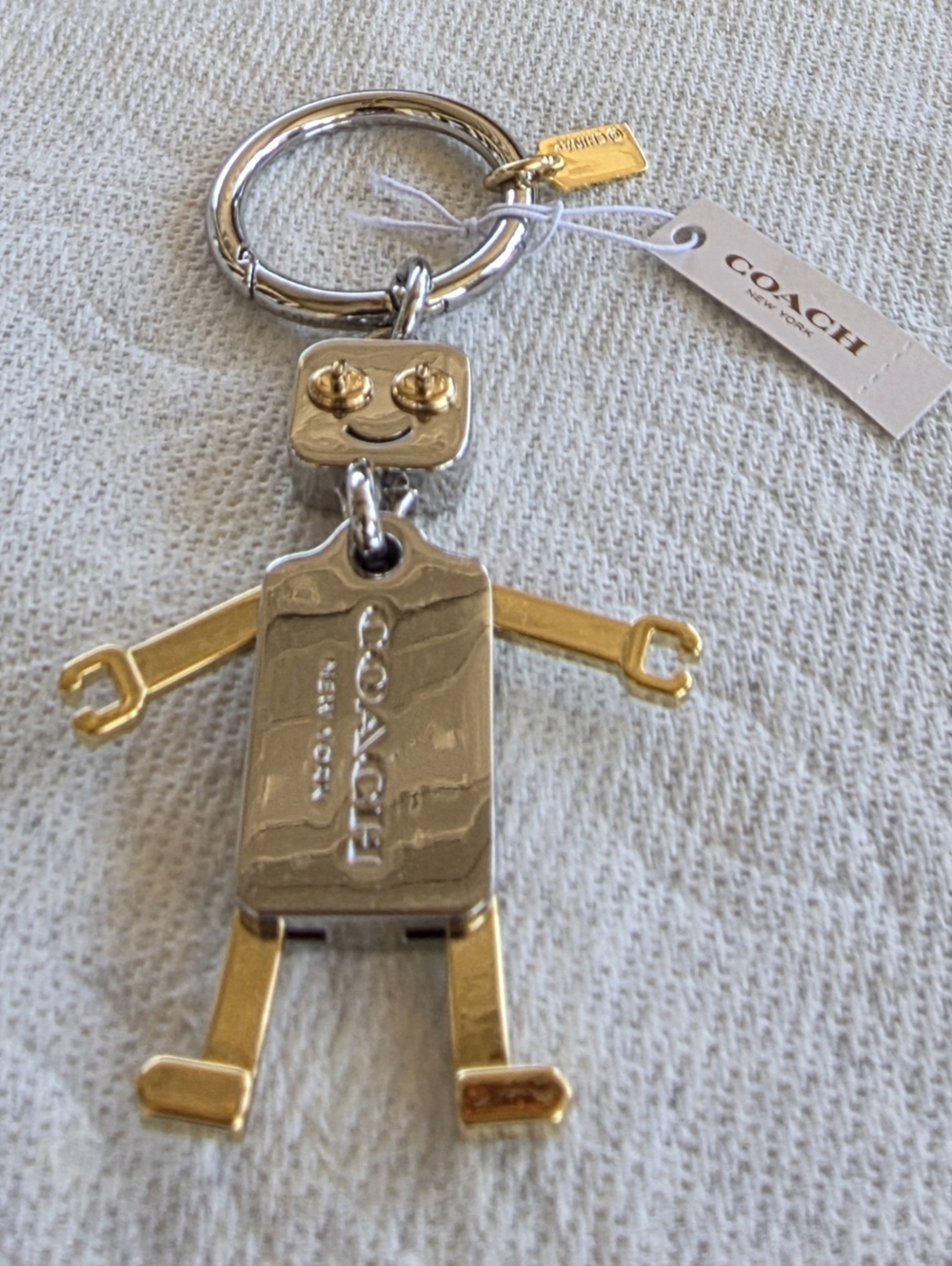 COACH Metal ROBOT Key Ring F65429 Silver/Gold NEW! - Picture 8 of 8